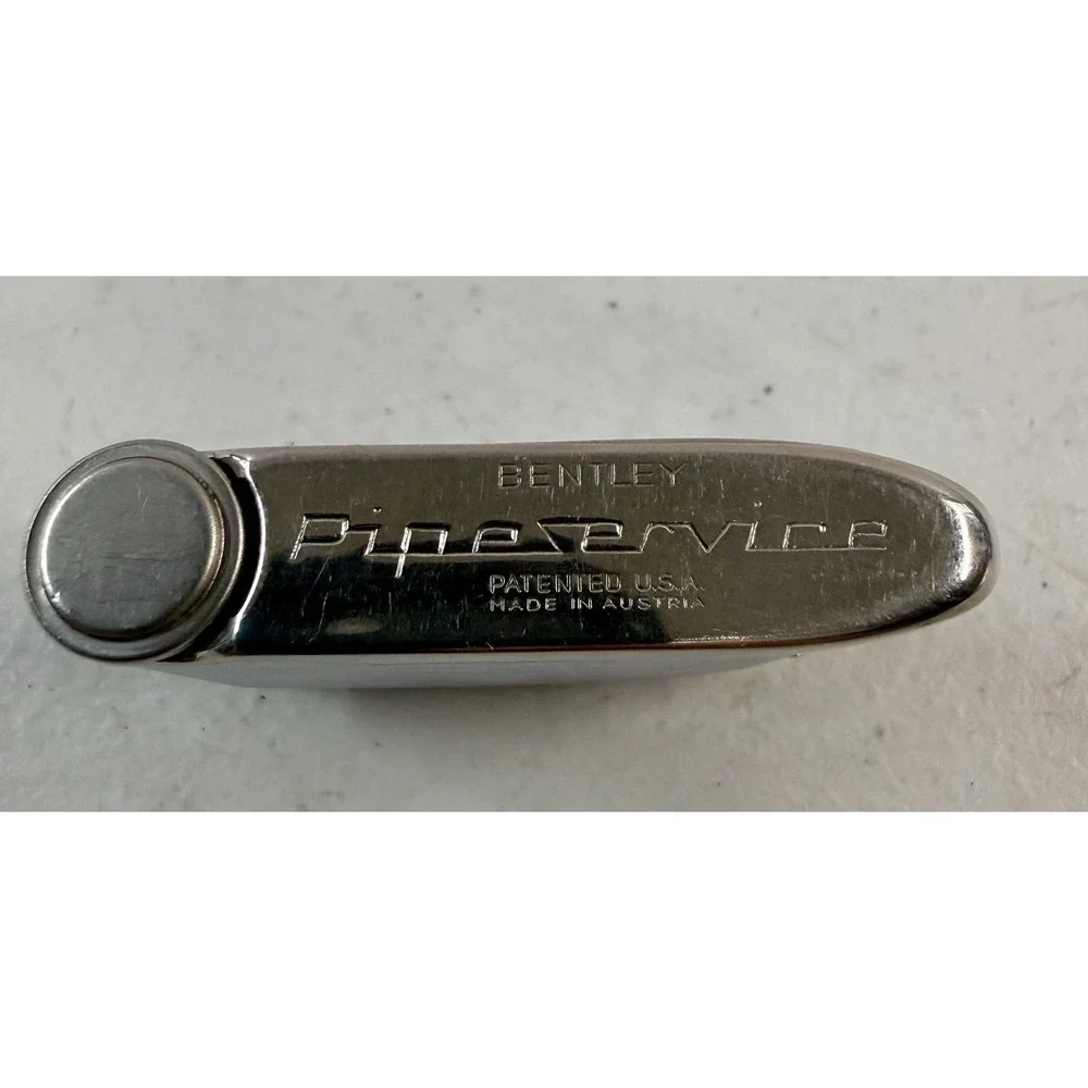 Vintage Bentley Pipeservice Lighter Silver Chrome USA Untested EXCELLENT!
